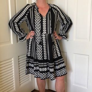 Anthropology black and white geometric pattern dress